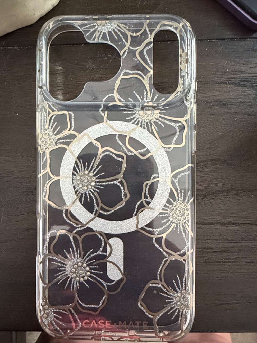 case-mate Clear Floral MagSafe Phone Case - Silver Accents